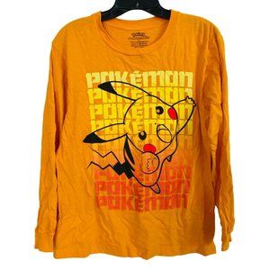 Pikachu Pokemon T-Shirt Large Long Sleeve Orange Tshirt T Shirt Tee